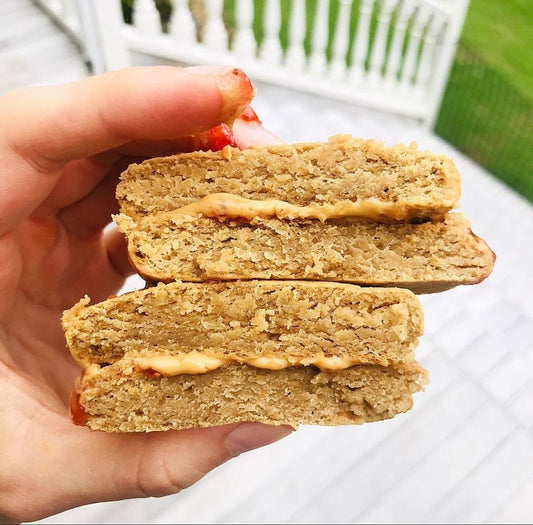 Vegan PB & J Protein Cookie Sandwich